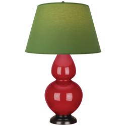 Double Gourd 31"H Ruby Red And Bronze Lamp w/ Tea And Taupe Shade