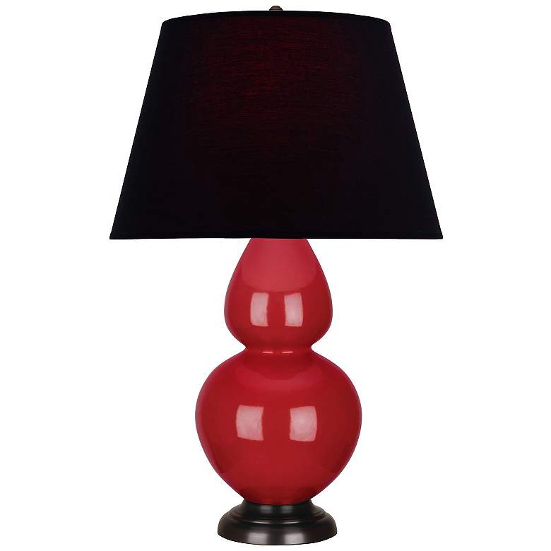 Image 1 Double Gourd 31"H Ruby Red And Bronze Table Lamp w/ Ink And Rose Shade