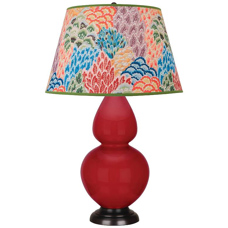 Image 1 Double Gourd 31"H Ruby Red And Bronze Table Lamp w/ Spring Shade