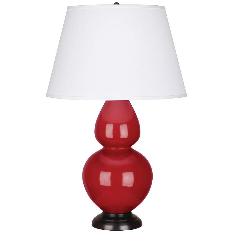 Image 1 Double Gourd 31"H Ruby Red And Deep Bronze Table Lamp With Pearl Shade