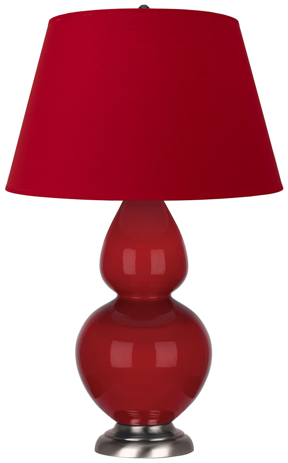 Double Gourd 31"H Ruby Red And Silver Lamp w/ Black And Red Made to Order
