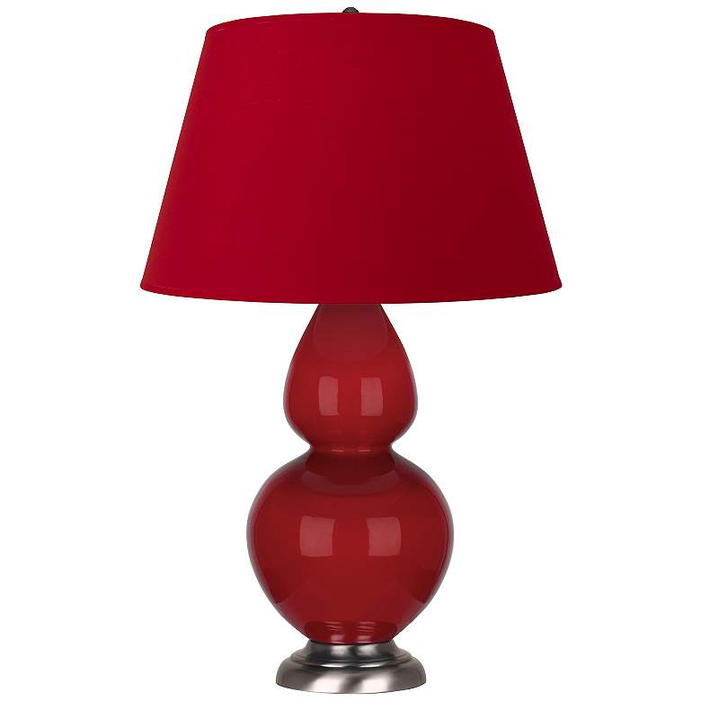 Image 1 Double Gourd 31"H Ruby Red And Silver Lamp w/ Black And Red Shade
