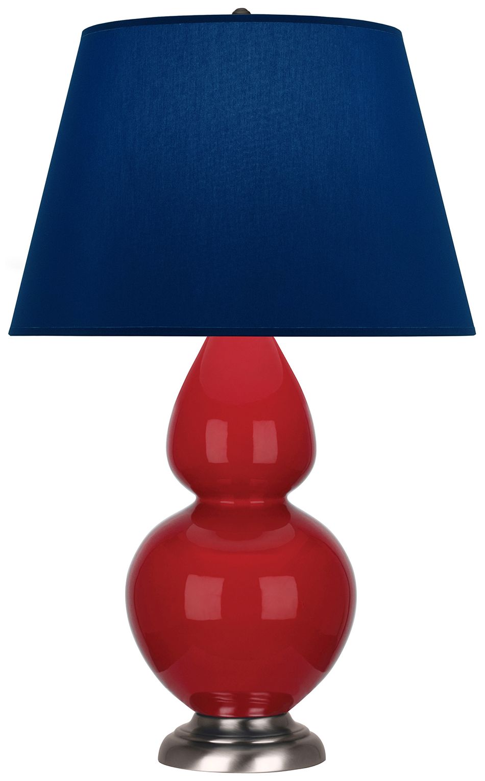 Double Gourd 31"H Ruby Red And Silver Lamp w/ Navy And Gray Made to Order