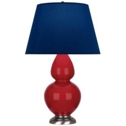 Double Gourd 31"H Ruby Red And Silver Lamp w/ Navy And Gray Shade