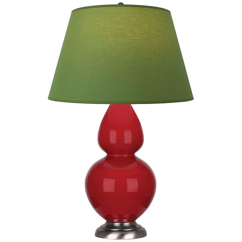 Image 1 Double Gourd 31"H Ruby Red And Silver Lamp w/ Tea And Taupe Shade