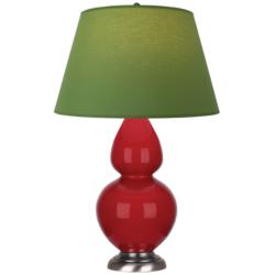 Double Gourd 31"H Ruby Red And Silver Lamp w/ Tea And Taupe Shade