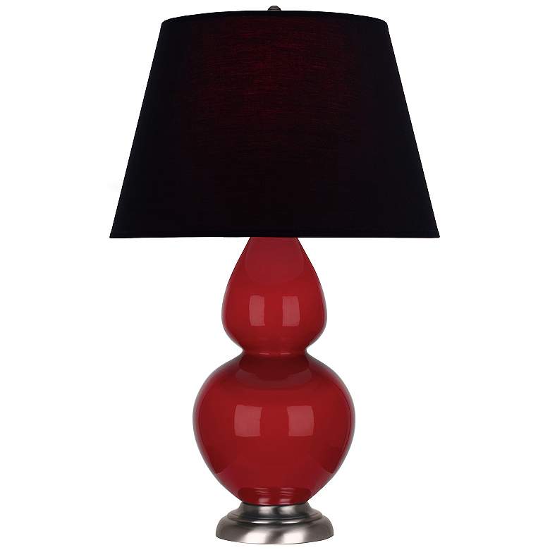 Image 1 Double Gourd 31"H Ruby Red And Silver Table Lamp w/ Ink And Rose Shade