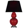 Double Gourd 31"H Ruby Red And Silver Table Lamp w/ Ink And Rose Shade