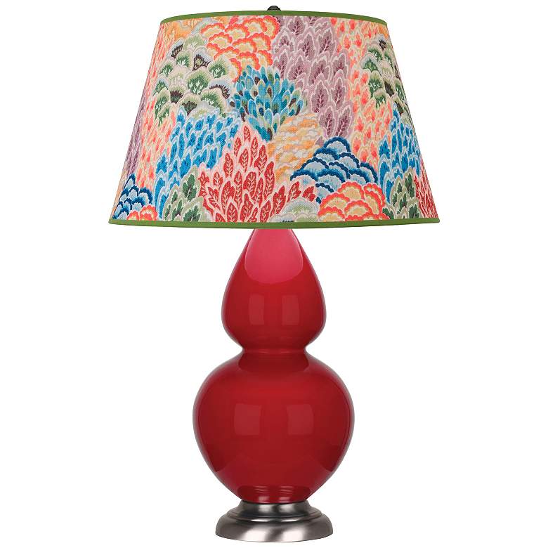 Image 1 Double Gourd 31"H Ruby Red And Silver Table Lamp w/ Spring Shade