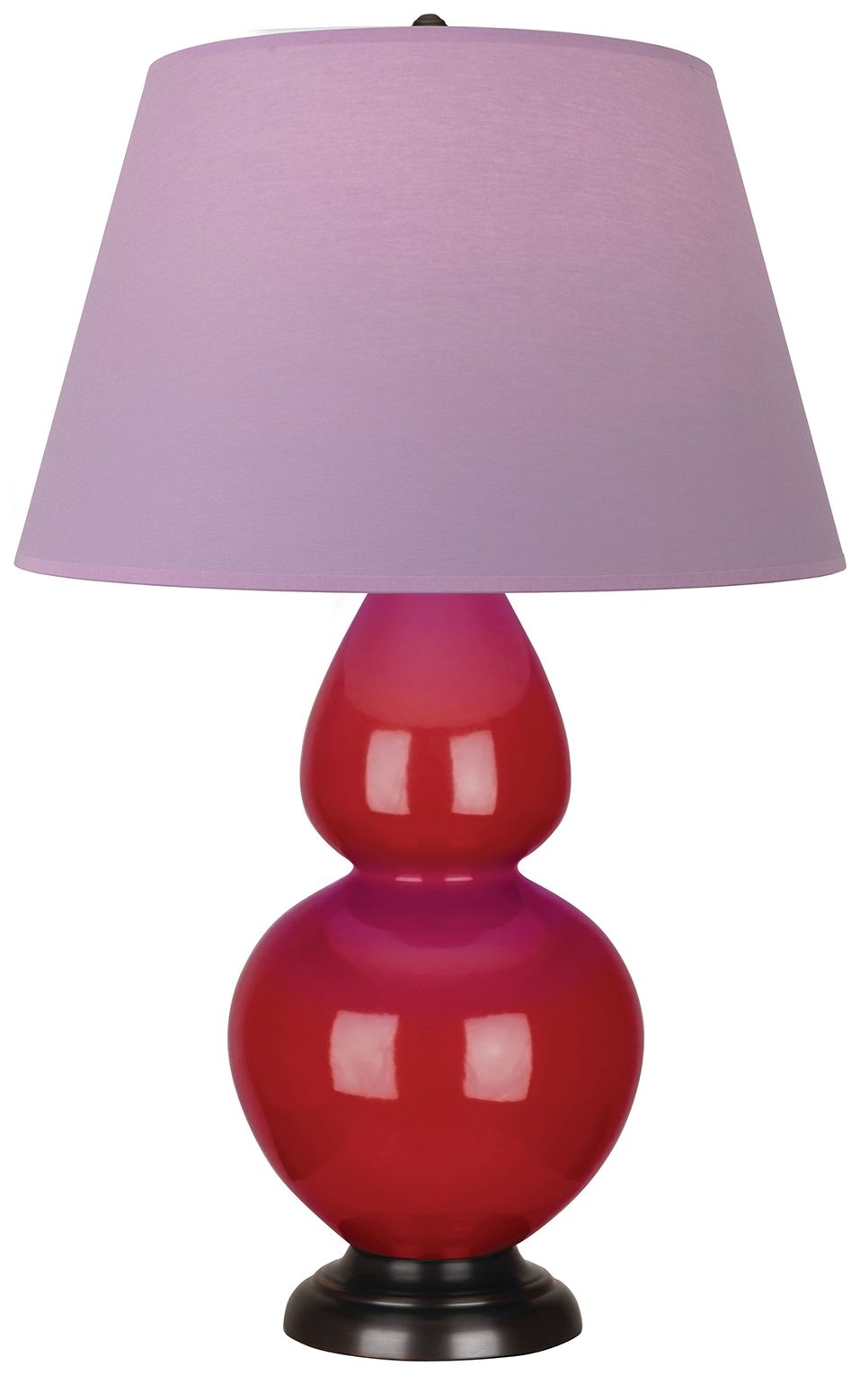 Double Gourd 31"H Ruby Red & Bronze Lamp w/ Lavender & Plum Made to Order