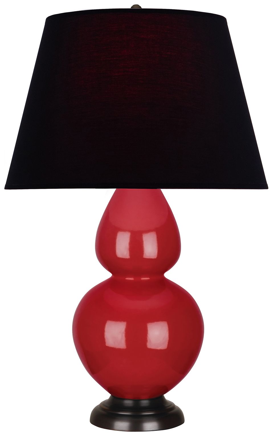 Double Gourd 31"H Ruby Red & Bronze Table Lamp w/ Ink & Rose Made to Order