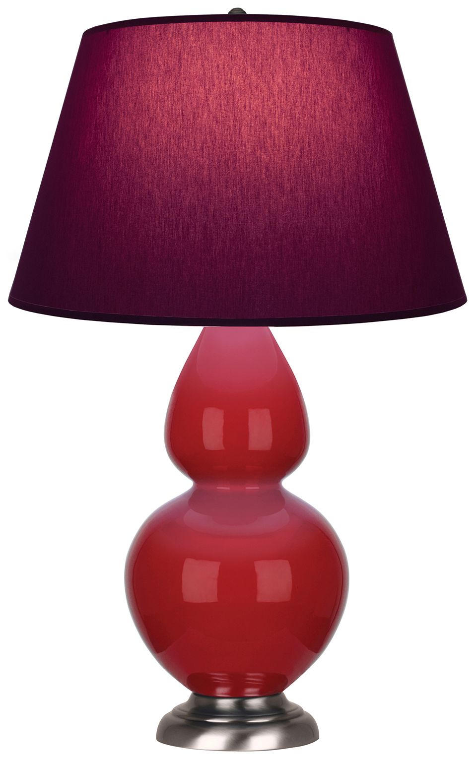 Double Gourd 31"H Ruby Red & Silver Lamp w/ Plum & Lavender Made to Order