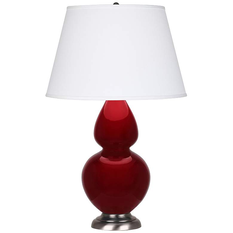 Image 1 Double Gourd 31"H Sangria And Antique Silver Table Lamp w/ Pearl Shade