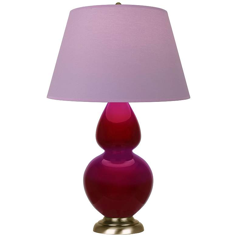 Image 1 Double Gourd 31"H Sangria And Brass Lamp w/ Lavender And Plum Shade