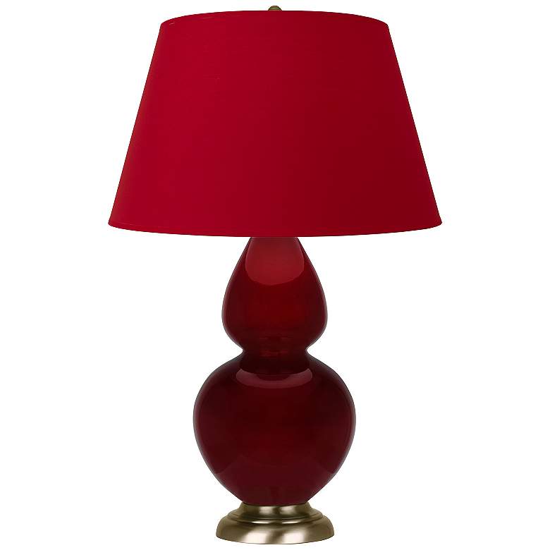 Image 1 Double Gourd 31"H Sangria And Brass Lamp w/ Rose And Ink Shade
