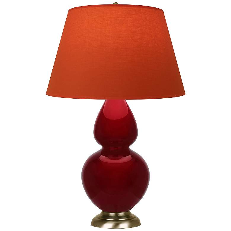 Image 1 Double Gourd 31"H Sangria And Brass Lamp w/ Tangerine And Taupe Shade