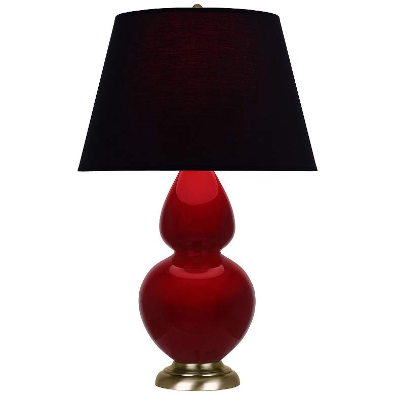 Image 1 Double Gourd 31"H Sangria And Brass Table Lamp w/ Ink And Rose Shade