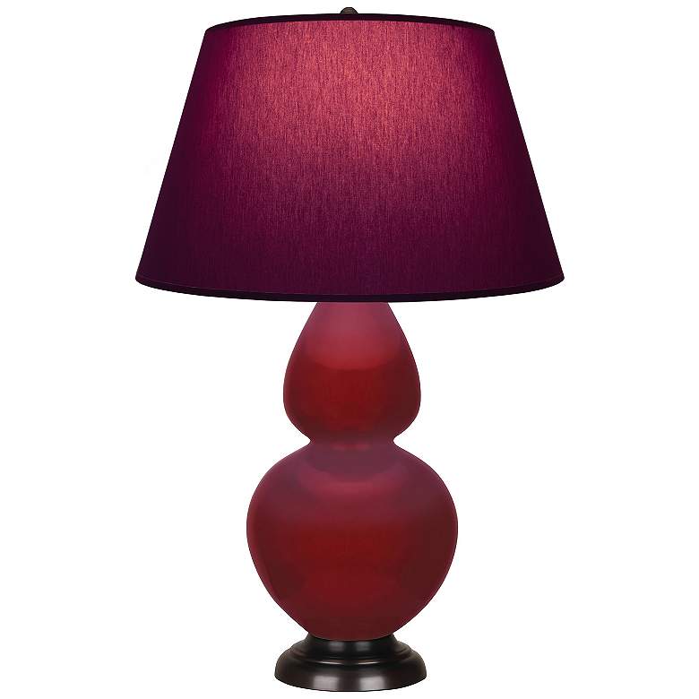 Image 1 Double Gourd 31"H Sangria And Bronze Lamp w/ Plum And Lavender Shade