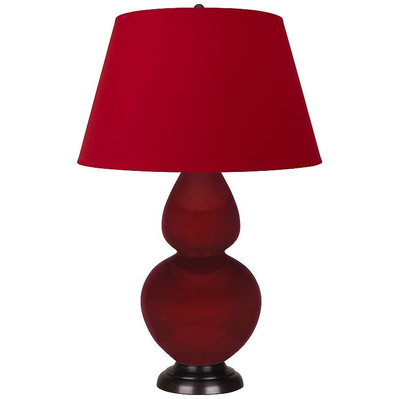 Image 1 Double Gourd 31"H Sangria And Bronze Table Lamp w/ Black And Red Shade