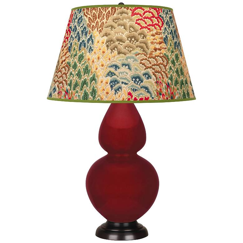 Image 1 Double Gourd 31"H Sangria And Bronze Table Lamp w/ Fall Floral Shade