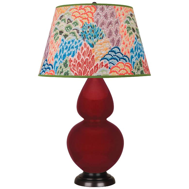Image 1 Double Gourd 31"H Sangria And Bronze Table Lamp w/ Spring Floral Shade