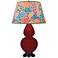 Double Gourd 31"H Sangria And Bronze Table Lamp w/ Spring Floral Shade