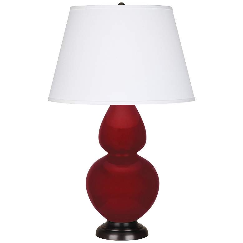 Image 1 Double Gourd 31"H Sangria And Deep Bronze Table Lamp With Pearl Shade