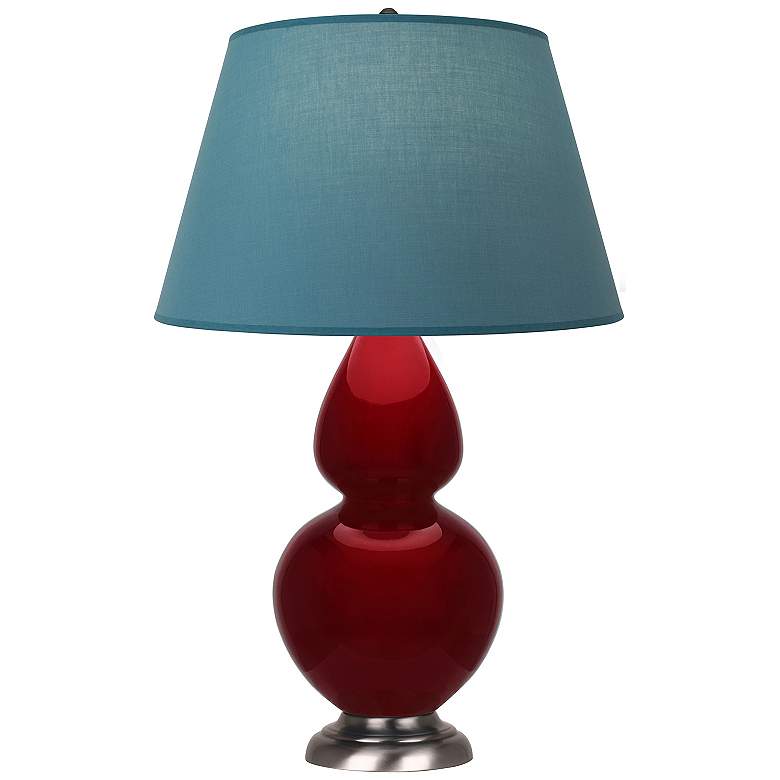 Image 1 Double Gourd 31"H Sangria And Silver Lamp w/ Bright Blue And Gray Shade