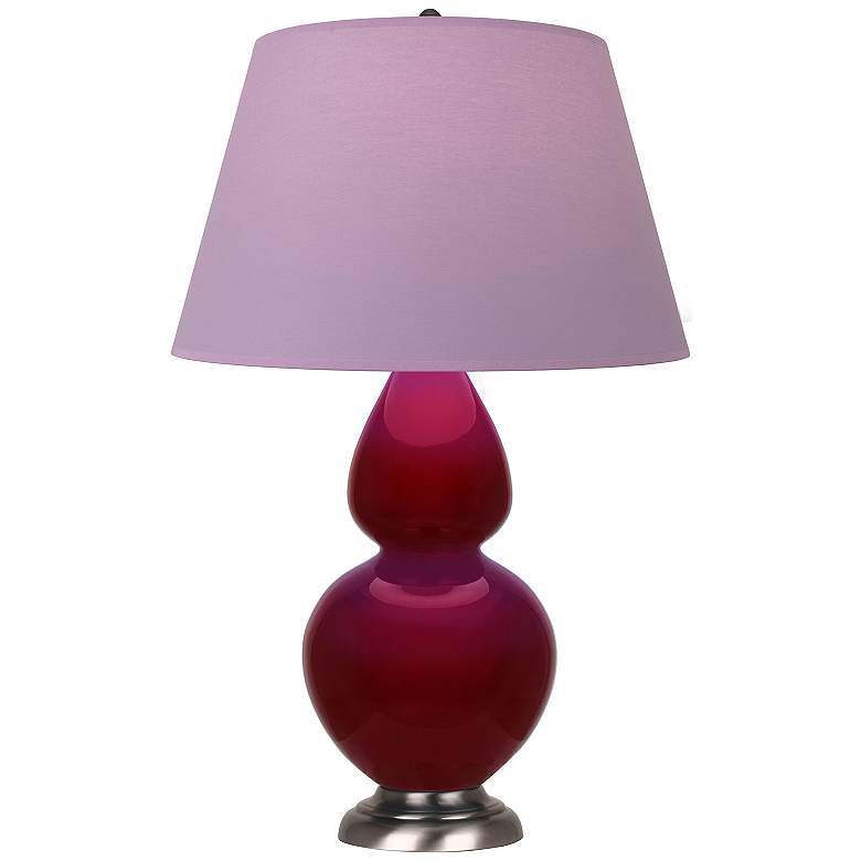 Image 1 Double Gourd 31"H Sangria And Silver Lamp w/ Lavender And Plum Shade