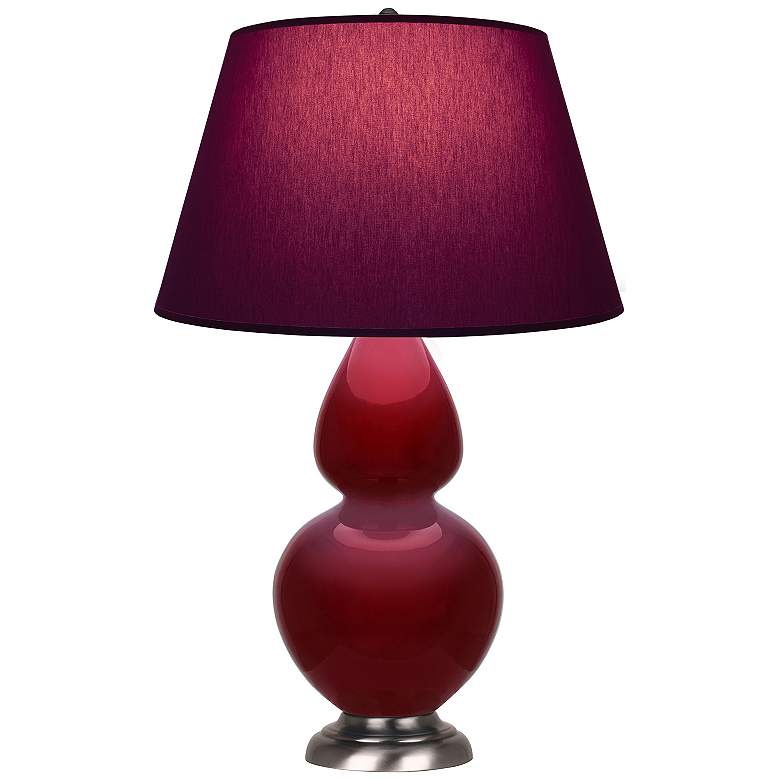 Image 1 Double Gourd 31"H Sangria And Silver Lamp w/ Plum And Lavender Shade