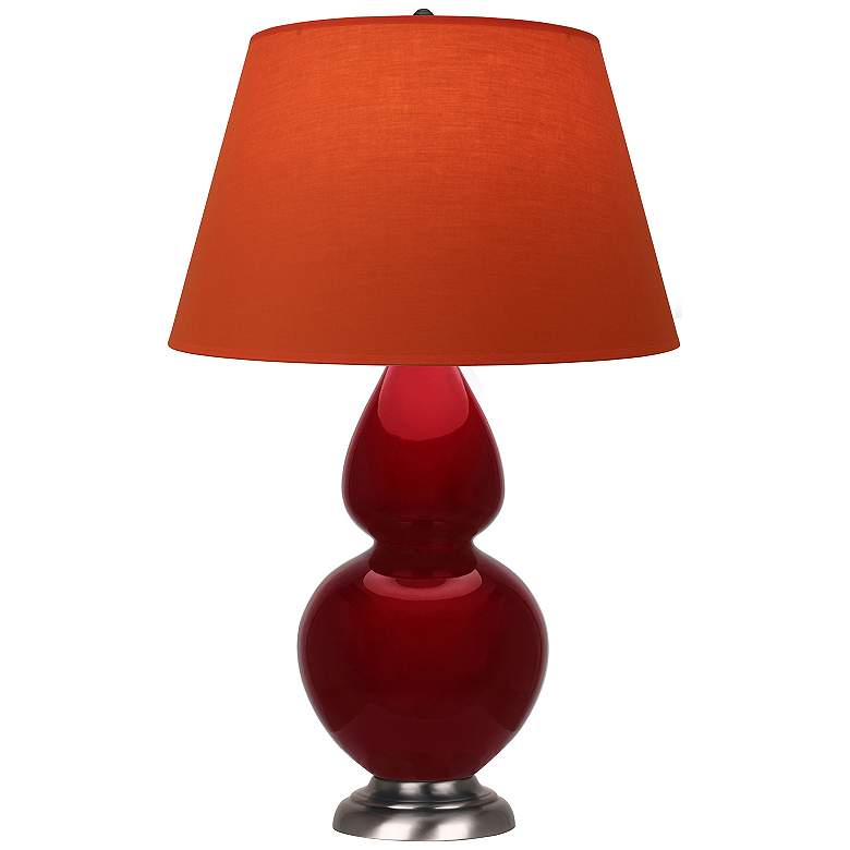 Image 1 Double Gourd 31"H Sangria And Silver Lamp w/ Tangerine And Taupe Shade
