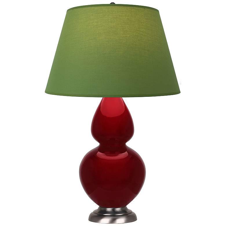 Image 1 Double Gourd 31"H Sangria And Silver Lamp w/ Tea Green And Taupe Shade
