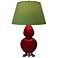 Double Gourd 31"H Sangria And Silver Lamp w/ Tea Green And Taupe Shade