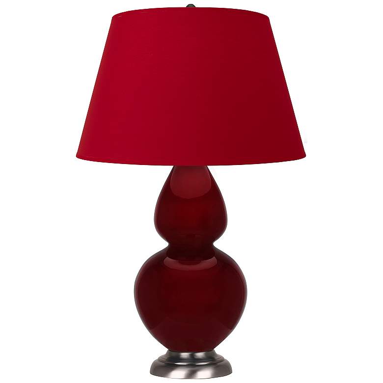 Image 1 Double Gourd 31"H Sangria And Silver Table Lamp w/ Black And Red Shade