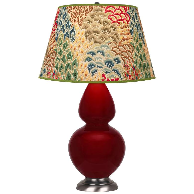 Image 1 Double Gourd 31"H Sangria And Silver Table Lamp w/ Fall Floral Shade