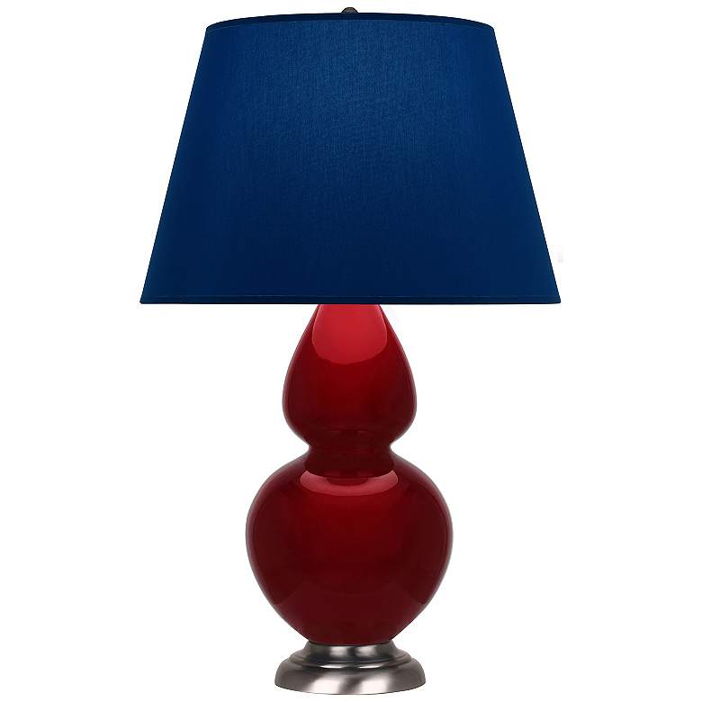 Image 1 Double Gourd 31"H Sangria And Silver Table Lamp w/ Navy And Gray Shade