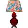 Double Gourd 31"H Sangria And Silver Table Lamp w/ Spring Floral Shade