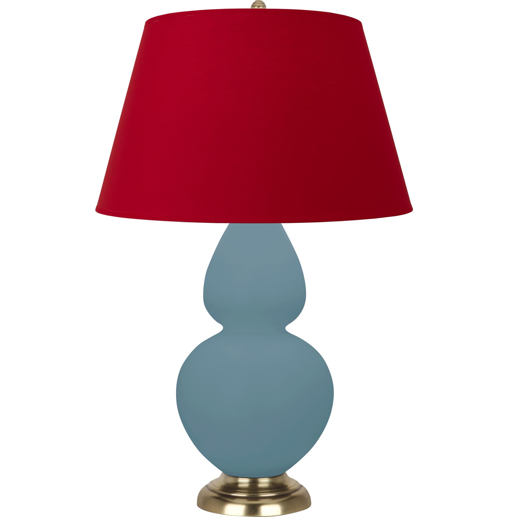 Image 2 Double Gourd 31"H Steel Blue And Brass Lamp w/ Black And Red Shade more views