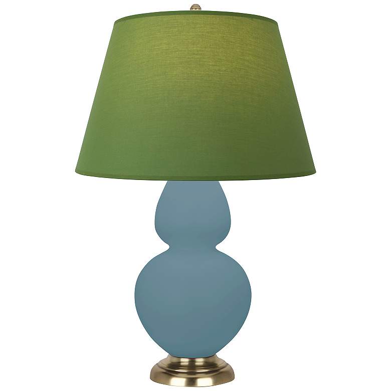 Image 1 Double Gourd 31"H Steel Blue And Brass Lamp w/ Tea And Taupe Shade