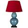 Double Gourd 31"H Steel Blue And Bronze Lamp w/ Black And Red Shade