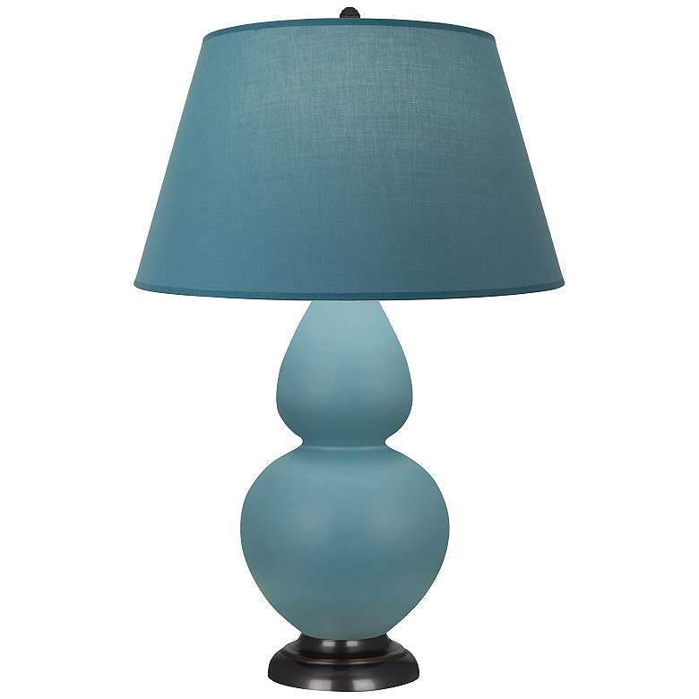 Image 1 Double Gourd 31"H Steel Blue And Bronze Lamp w/ Bright Blue And Gray Shade