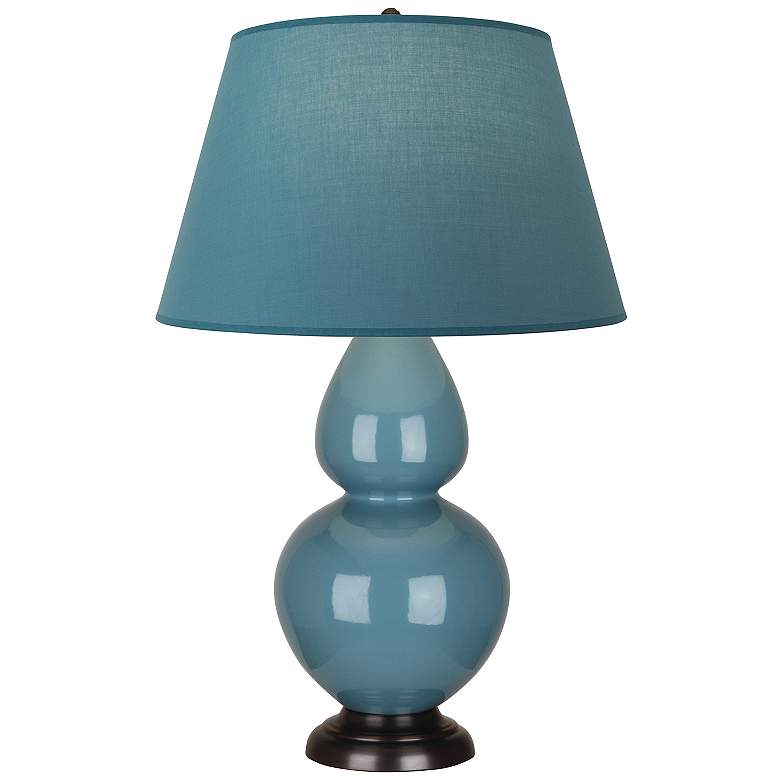 Image 1 Double Gourd 31"H Steel Blue And Bronze Lamp w/ Bright Blue And Gray Shade