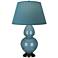 Double Gourd 31"H Steel Blue And Bronze Lamp w/ Bright Blue And Gray Shade