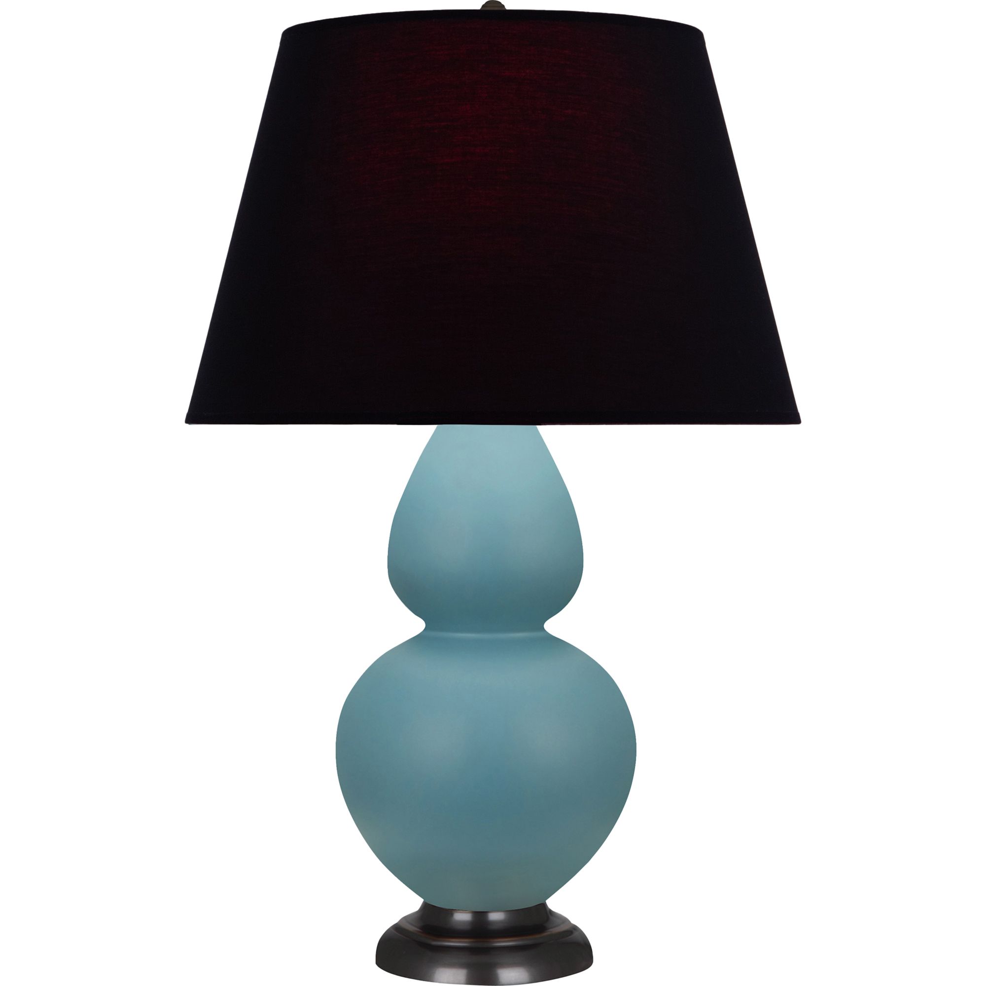 Image 2 Double Gourd 31"H Steel Blue And Bronze Lamp w/ Ink And Rose Made to Order more views