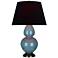 Double Gourd 31"H Steel Blue And Bronze Lamp w/ Ink And Rose Shade