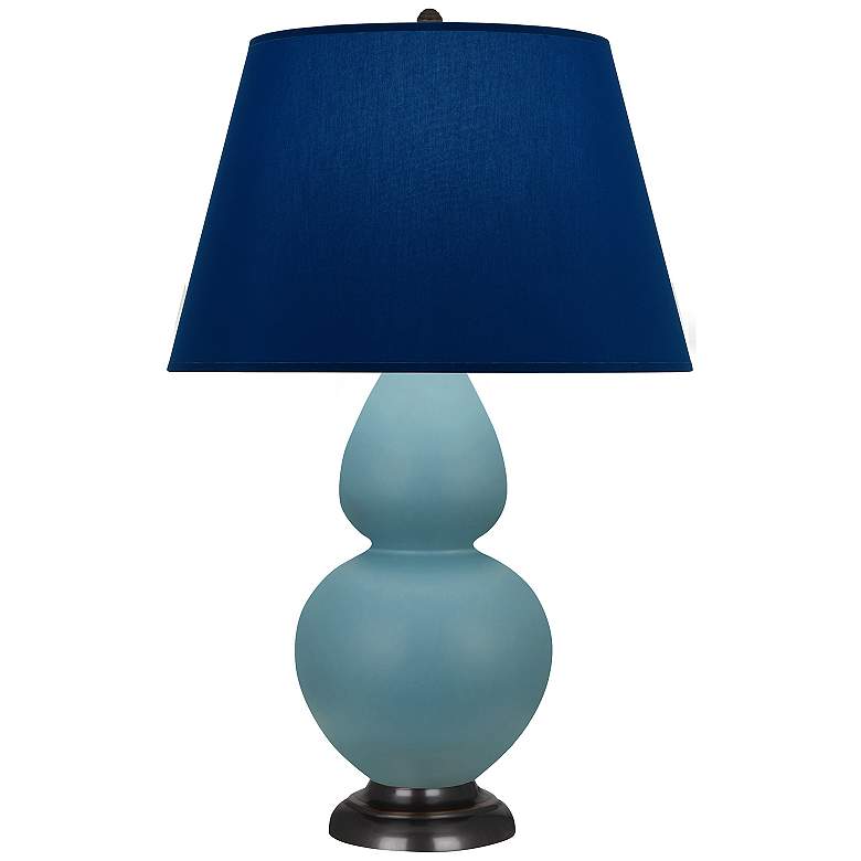 Image 1 Double Gourd 31"H Steel Blue And Bronze Lamp w/ Navy And Gray Shade