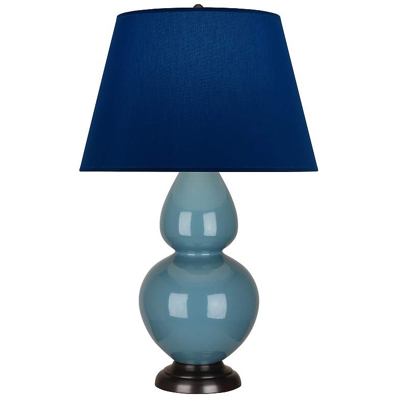 Image 1 Double Gourd 31"H Steel Blue And Bronze Lamp w/ Navy And Gray Shade