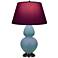 Double Gourd 31"H Steel Blue And Bronze Lamp w/ Plum And Lavender Shade