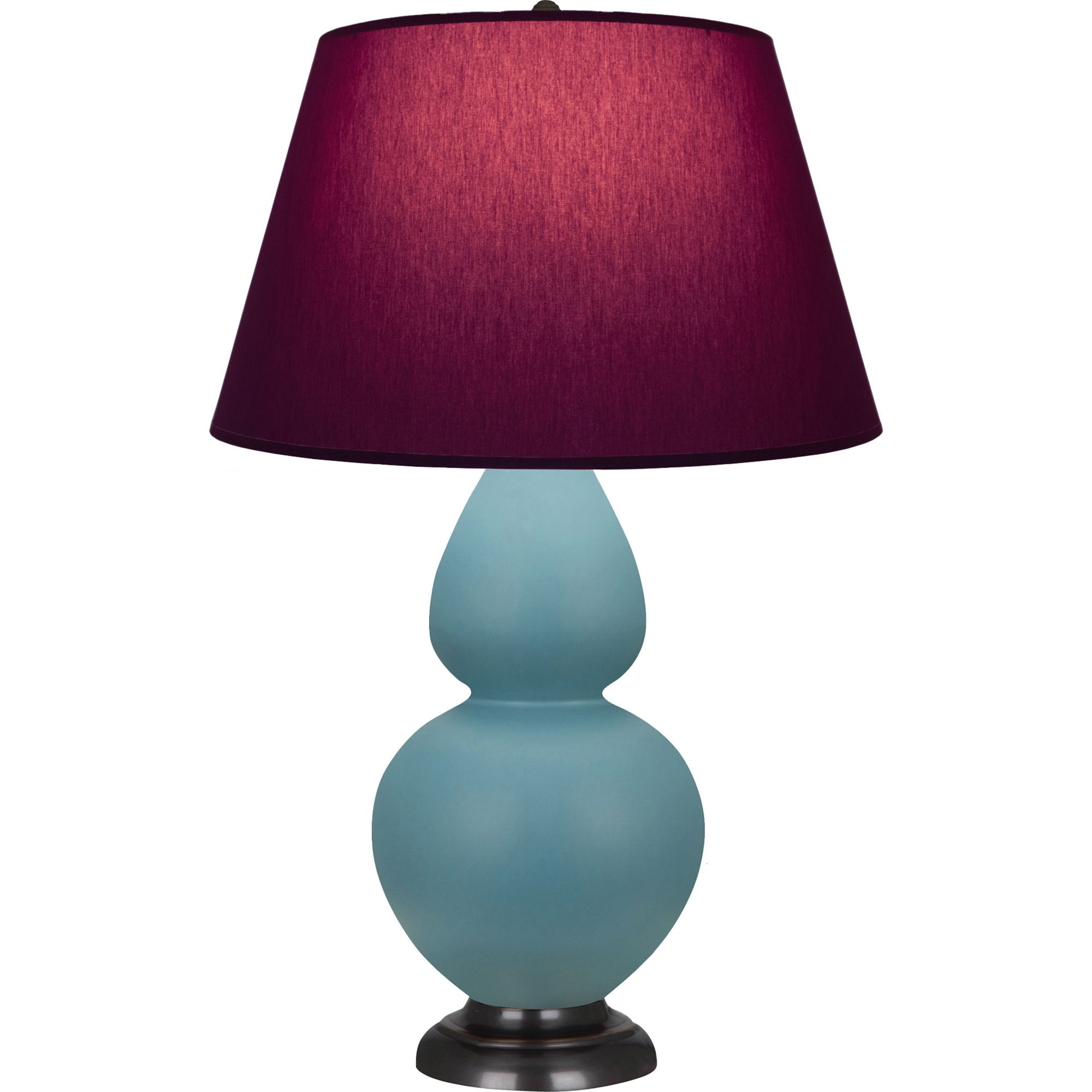 Image 2 Double Gourd 31"H Steel Blue And Bronze Lamp w/ Plum And Lavender Shade more views