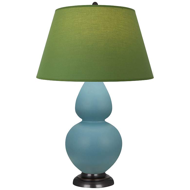 Image 1 Double Gourd 31"H Steel Blue And Bronze Lamp w/ Tea And Taupe Shade